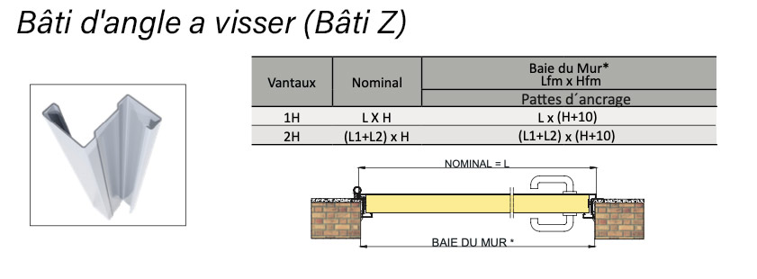 BLOC PORTE MÉTALLIQUE BÂTI D'ANGLE EXTÉRIEUR 1V EI60 1100 x 2140 RAL 1013 gallery image